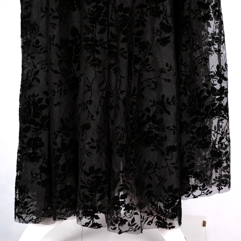 Windsor Black Lace Dress Juniors SZ 3 Velvety Floral Lace Witchy Dark Fairy Goth - Picture 3 of 7